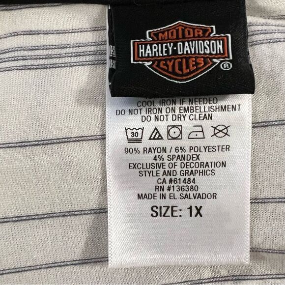 NWOT Harley Davidson Skull Front Plus Size Raglan Jersey -- 1X - Picture 11 of 12